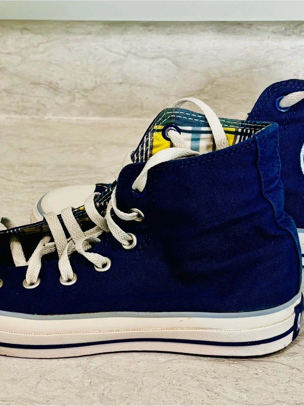 Converse Navy Blue High-Top Canvas Sneakers with White Accents